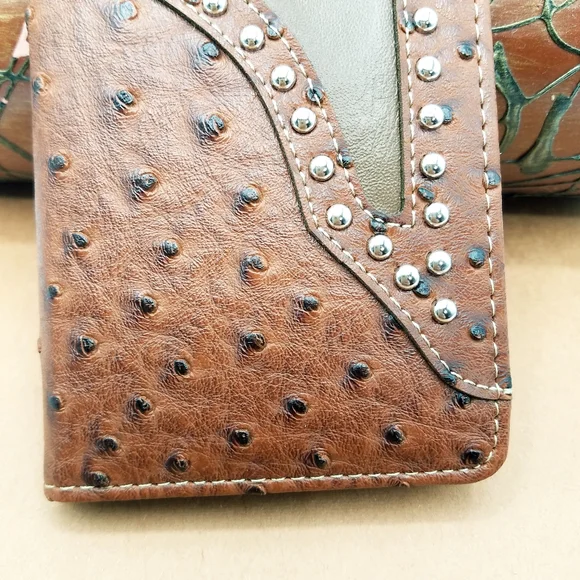 Longhorn Cowboy Western WALLET BifoldBrown7 x 3.5 inches Ostrichte…